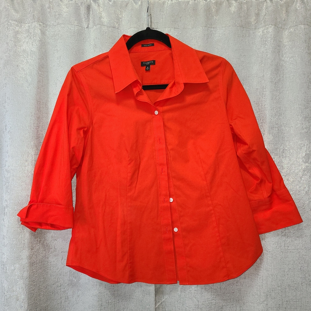Talbots Bright Orange Button-Down Shirt Womens 8P‎ - image 6